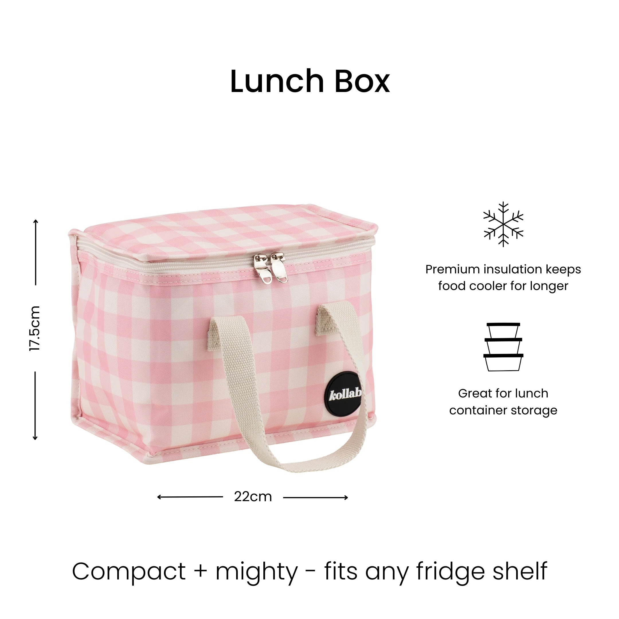 Lunch Cooler Bag - Candy Pink Check