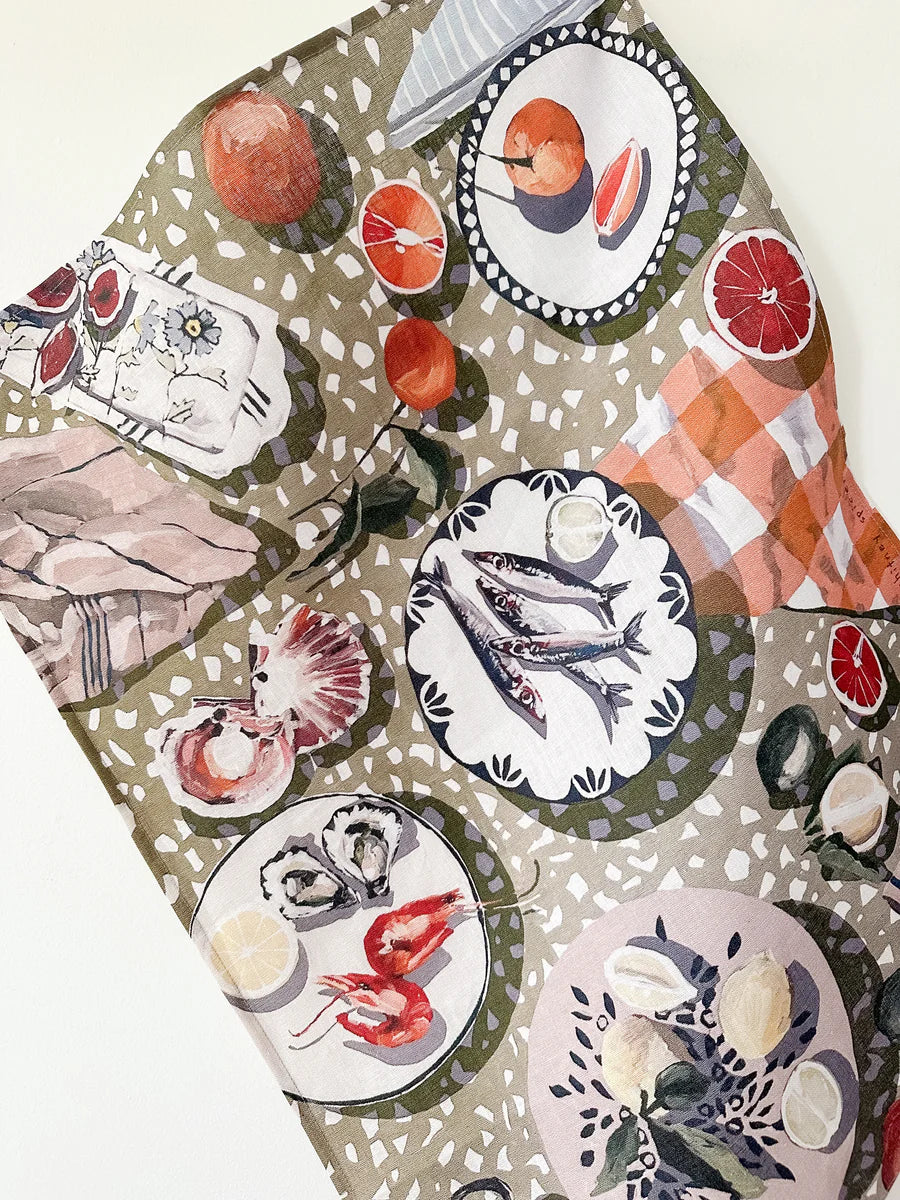 Table by the Sea Linen Tea Towel