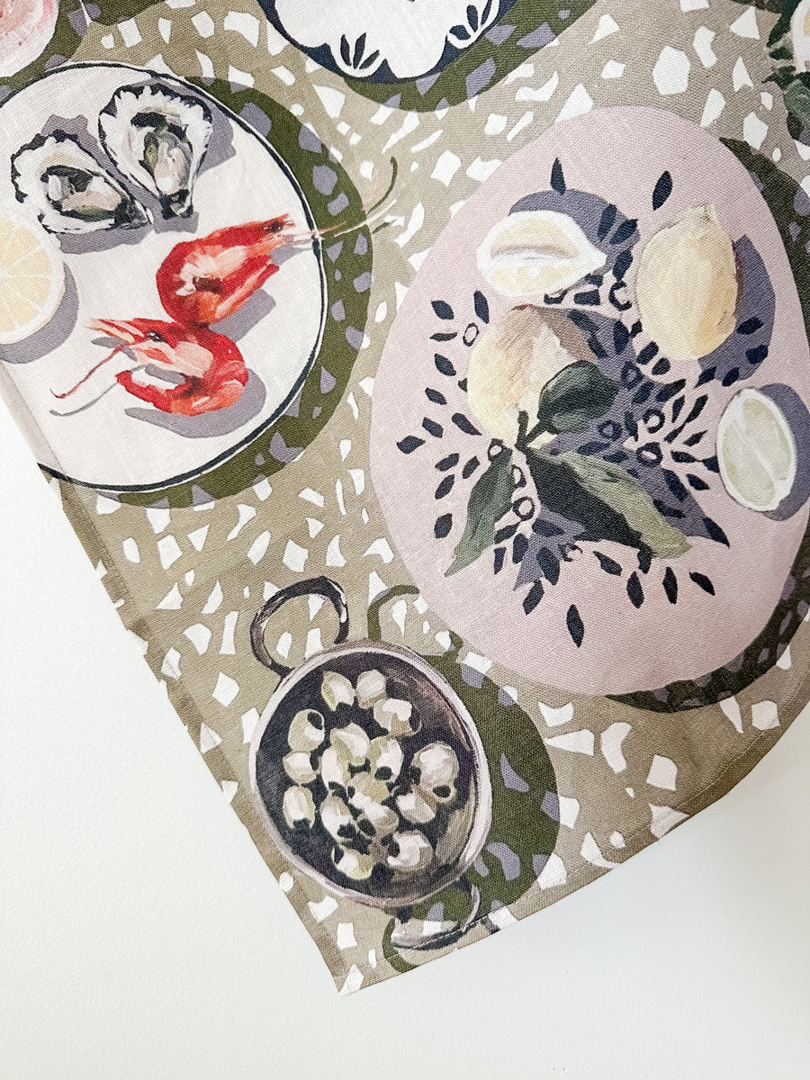Table by the Sea Linen Tea Towel