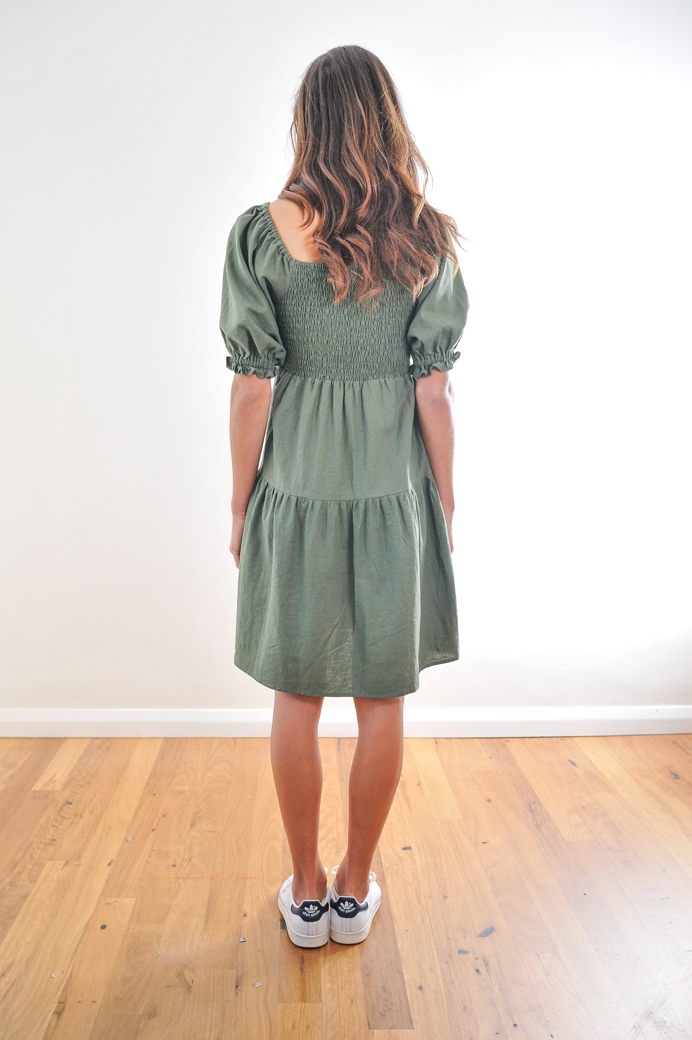 Ava Shirred Linen Dress