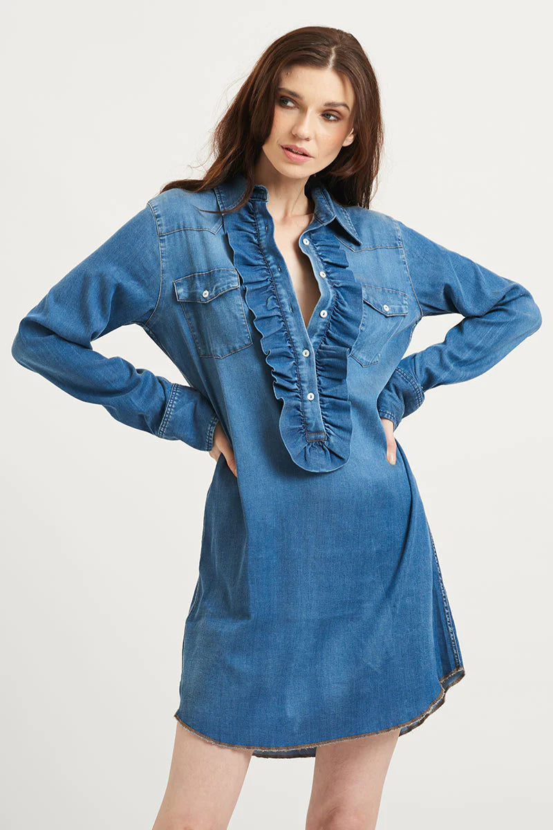 Cowgirl Denim Shirt Dress